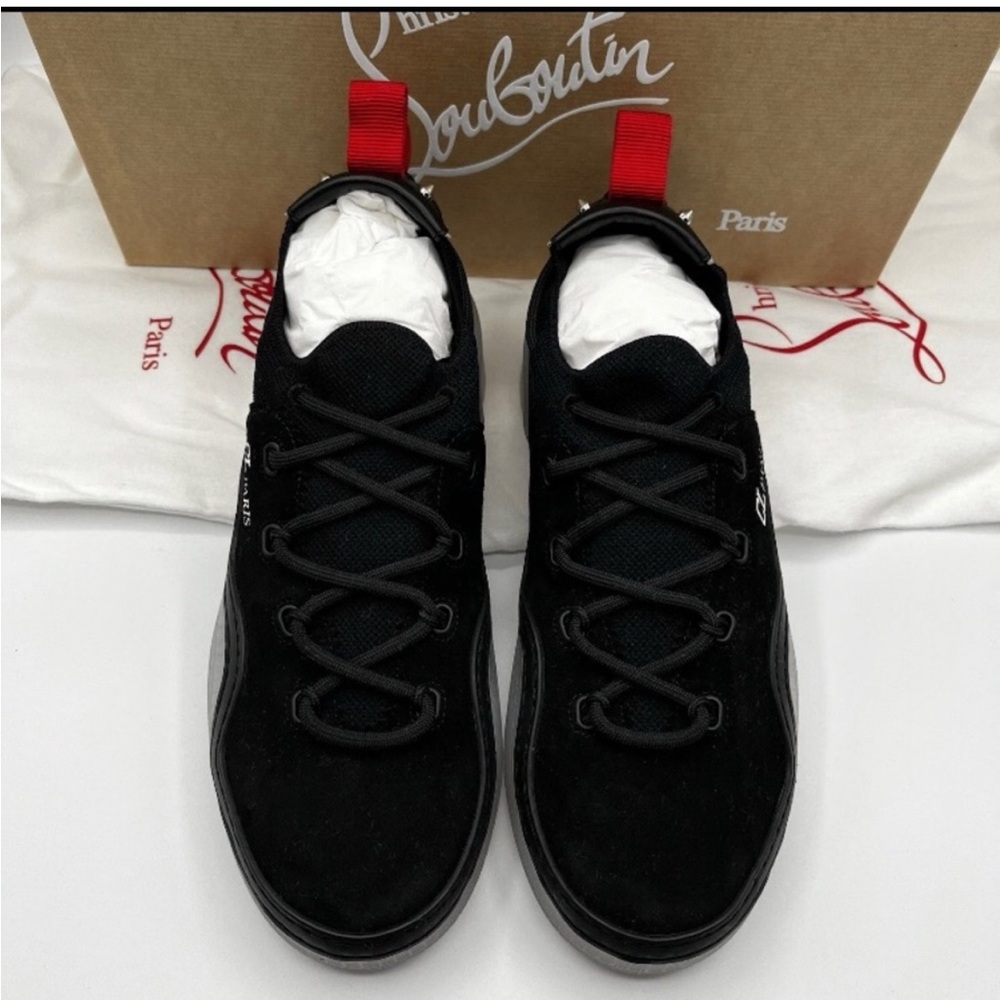 Christian Louboutin NWT Black Sneakers with Red Details~Size 41.5/8.5 - Picture 5 of 6